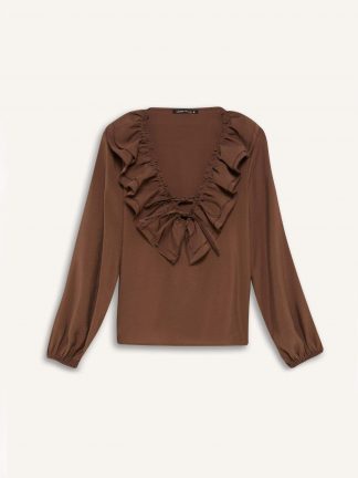 بلوز زنانه قهوه ای دفکتو