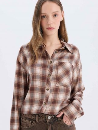 شومیز زنانه قهوه ای دفکتو