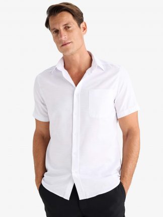 پیراهن آستین کوتاه مردانه سفید دفکتو