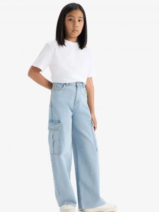 شلوار جین دخترانه آبی روشن دفکتو