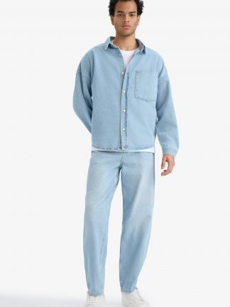 شلوار جین راسته مردانه آبی روشن دفکتو