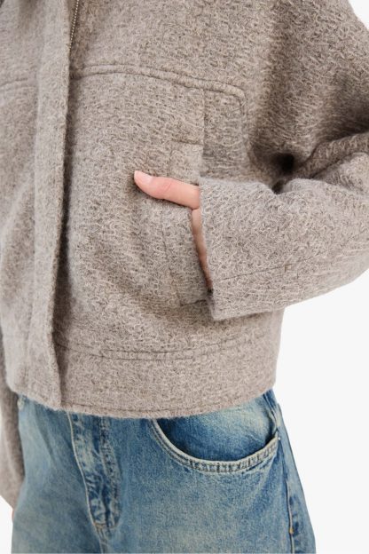 کاپشن زنانه خاکستری دفکتو