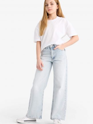 شلوار جین دخترانه آبی روشن دفکتو