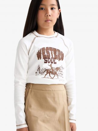 تی شرت آستین بلند دخترانه سفید دفکتو