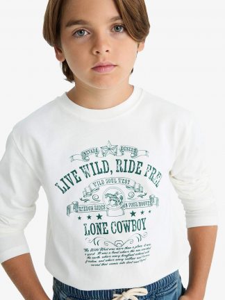 تی شرت آستین بلند پسرانه سفید دفکتو