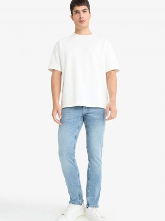 شلوار جین اسلیم فیت مردانه آبی روشن دفکتو