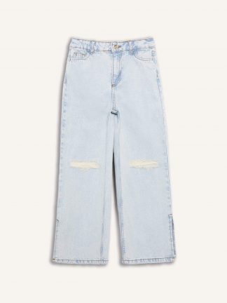 شلوار جین دخترانه آبی روشن دفکتو