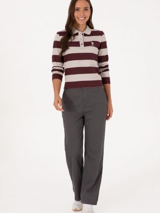 شلوار کتان زنانه خاکستری تیره یو اس پولو