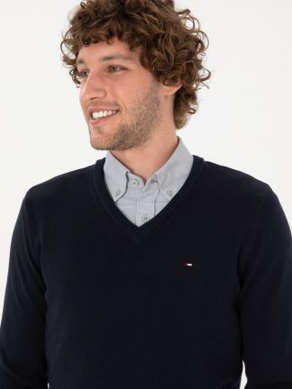 پلیور مردانه سرمه ای یو اس پولو