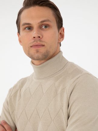 پلیور مردانه کرم ملانژ پیرکاردین