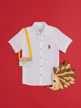 پیراهن پسرانه سفید یو اس پولو