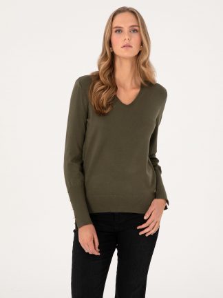 پلیور زنانه خاکی روشن پیرکاردین