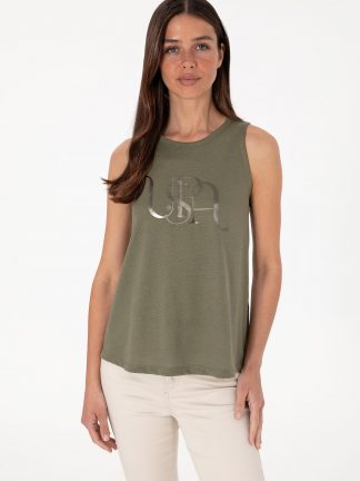 تاپ زنانه خاکی تیره یو اس پولو