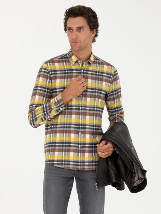 پیراهن مردانه زرد کاشارل