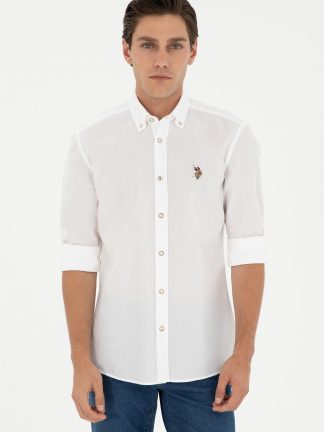 پیراهن مردانه سفید یو اس پولو