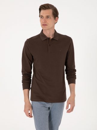 سویشرت مردانه قهوه ای تیره پیرکاردین