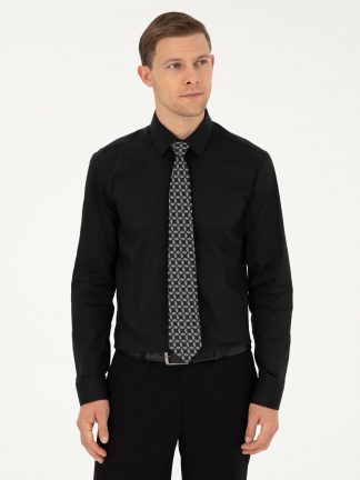 پیراهن رسمی مردانه مشکی کاشارل