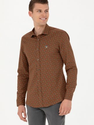 پیراهن مردانه خاکی روشن یو اس پولو