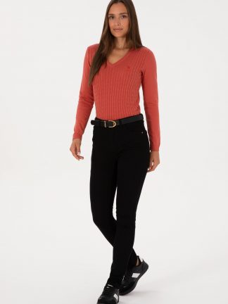 شلوار کتان زنانه مشکی یو اس پولو