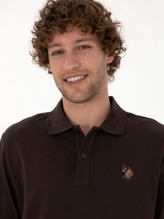 پولوشرت مردانه قهوه ای تیره یو اس پولو