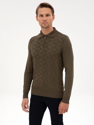 پلیور مردانه خاکی تیره پیرکاردین