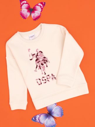 سویشرت دخترانه کرم یو اس پولو