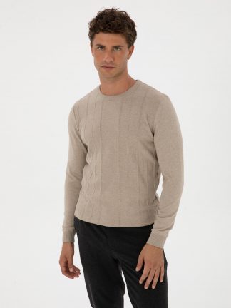 پلیور مردانه کرم ملانژ پیرکاردین