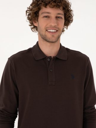 سویشرت مردانه قهوه ای تیره یو اس پولو