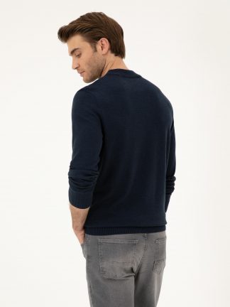 پلیور مردانه سرمه ای ملانژ پیرکاردین