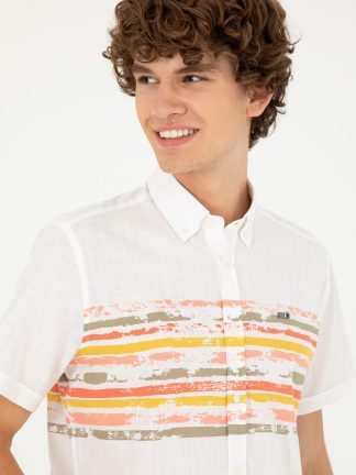 پیراهن آستین کوتاه مردانه خاکی روشن یو اس پولو