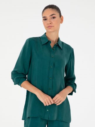 شومیز زنانه سبز تیره پیرکاردین