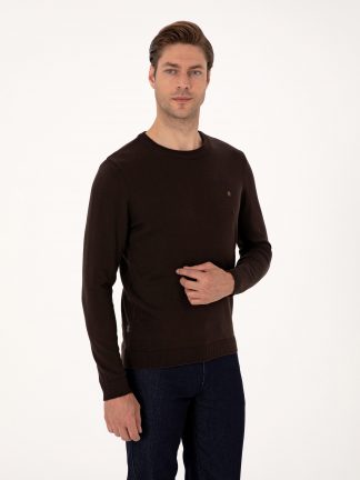 پلیور مردانه قهوه ای تیره پیرکاردین