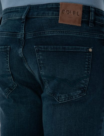 شلوار جین اسلیم فیت مردانه آبی نفتی کاشارل