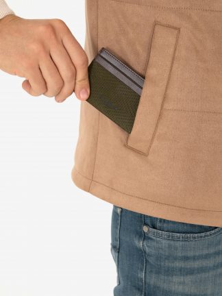 کیف پول و کارت مردانه خاکی روشن کاشارل