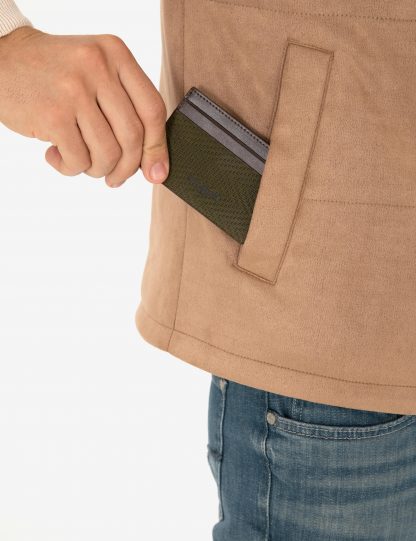 کیف پول و کارت مردانه خاکی روشن کاشارل