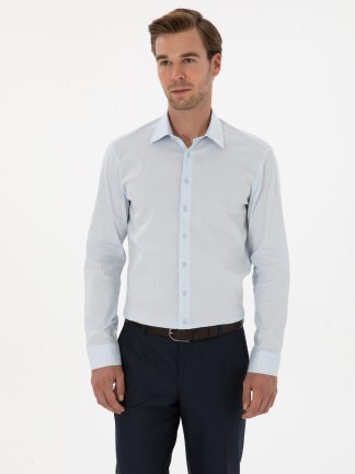 پیراهن رسمی مردانه آبی روشن کاشارل