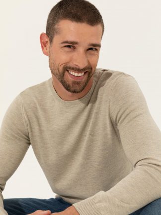 پلیور مردانه کرم ملانژ پیرکاردین