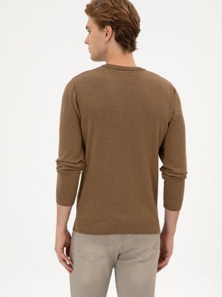 پلیور مردانه خاکی ملانژ یو اس پولو