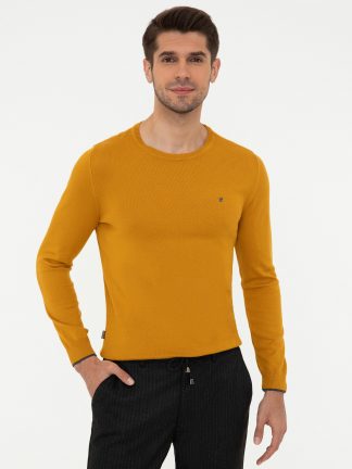 پلیور مردانه زعفرانی پیرکاردین