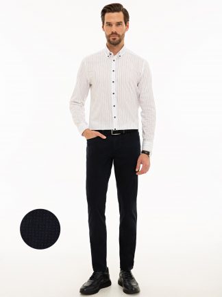 شلوار کتان مردانه سرمه ای پیرکاردین