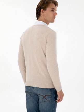 پلیور مردانه طوسی ملانژ یو اس پولو