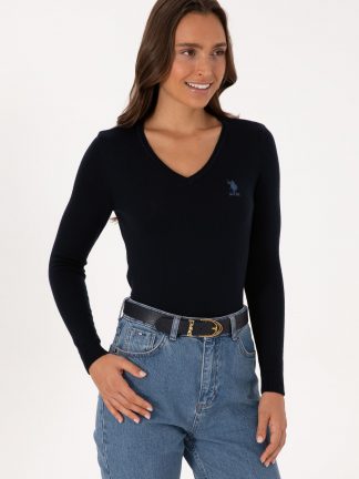 پلیور زنانه سرمه ای یو اس پولو