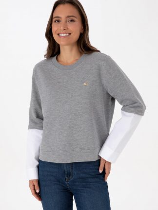 سویشرت زنانه خاکی ملانژ یو اس پولو