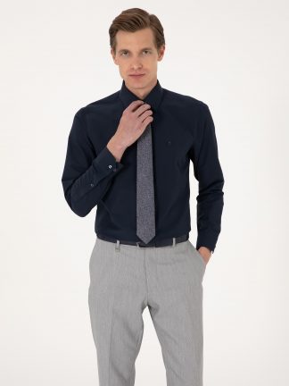 پیراهن رسمی مردانه سرمه ای پیرکاردین