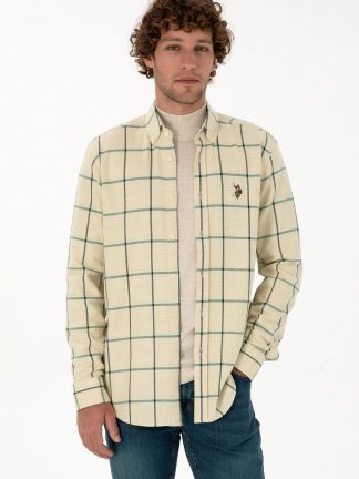 پیراهن آستین بلند مردانه سبز تیره یو اس پولو