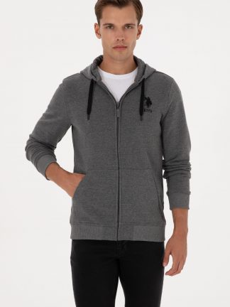 هودی مردانه خاکستری تیره یو اس پولو