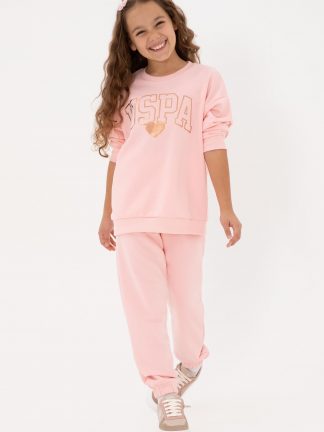 لباس راحتی دخترانه صورتی روشن یو اس پولو