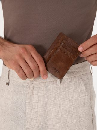 کیف پول و کارت مردانه قهوه ای کاشارل