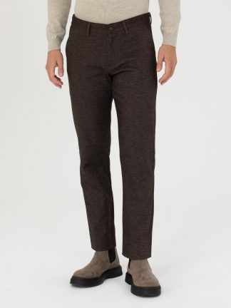 شلوار کتان مردانه قهوه ای پیرکاردین