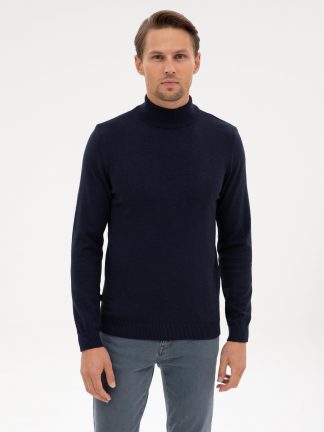 پلیور مردانه سرمه ای ملانژ پیرکاردین